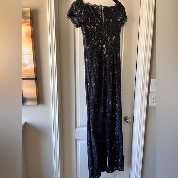 Adrianna Papell Navy Lace Wedding Dress - Picture 3 of 4